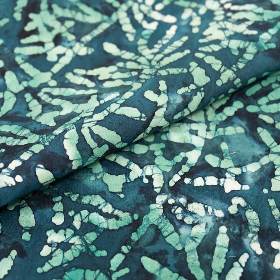 Fabric & Sewing Shop * | Top 10 Singer Batik Teal Leaf Cotton Fabric