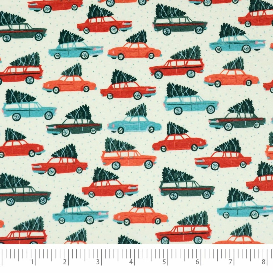 Fabric & Sewing Shop * | Best Deal Singer Christmas Holiday Cars Cotton Fabric