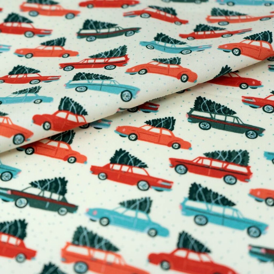 Fabric & Sewing Shop * | Best Deal Singer Christmas Holiday Cars Cotton Fabric