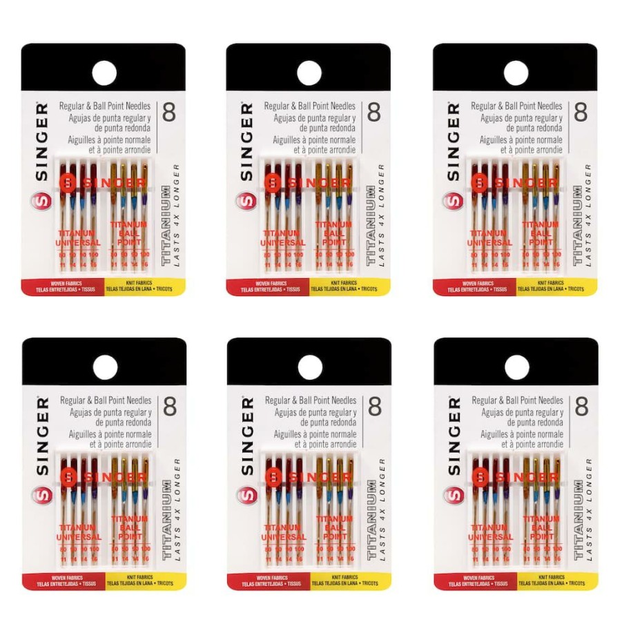 Fabric & Sewing Shop * | Promo Singer Universal Regular & Ball Point Titanium Needles, 48Ct.