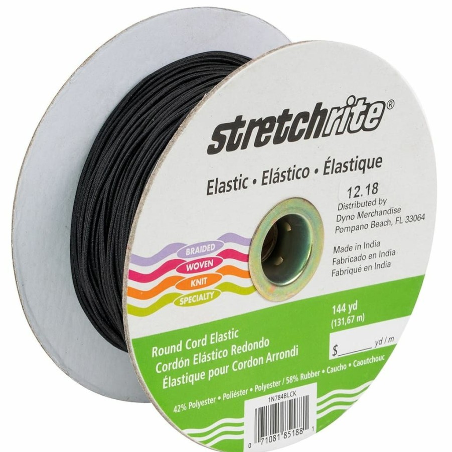 Fabric & Sewing Shop * | New Stretchrite Black Braided Elastic, 0.0625 X 144Yd. By Singer