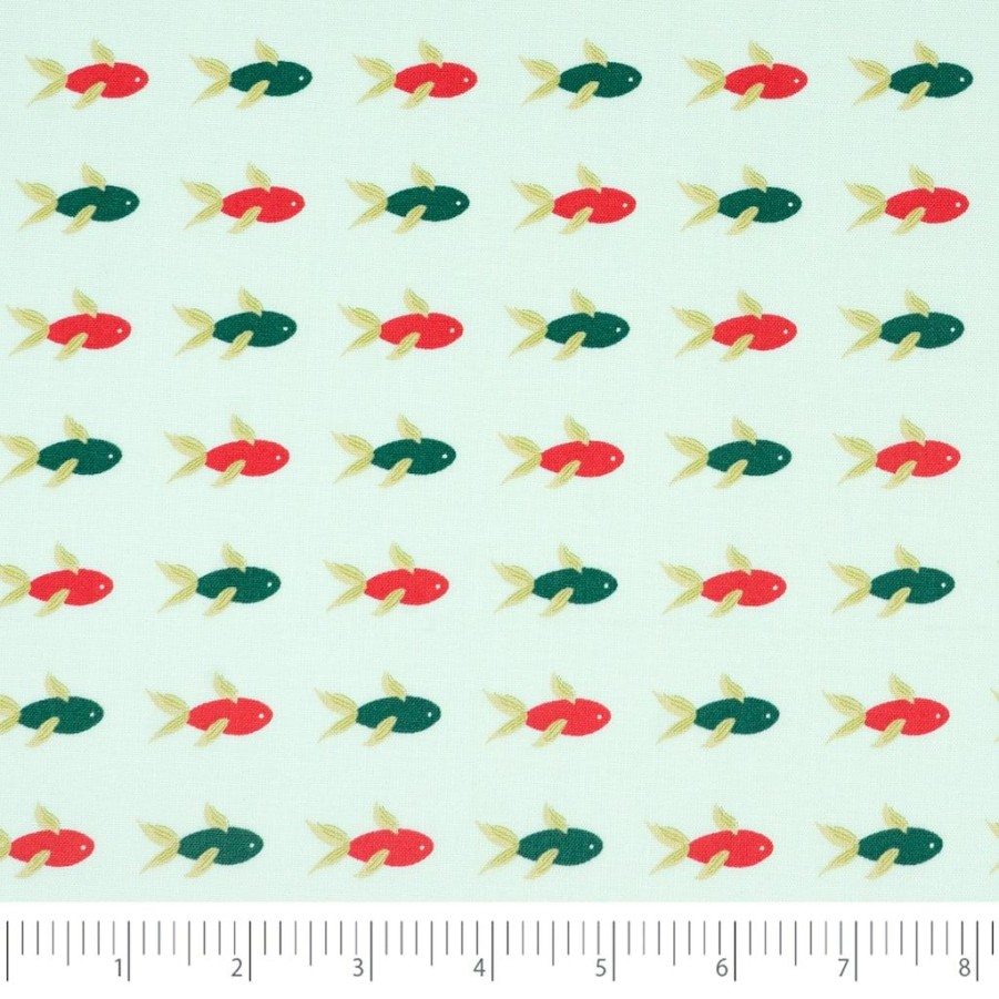 Fabric & Sewing Shop * | Wholesale Singer Denise Palmer Aqua Fish Cotton Fabric