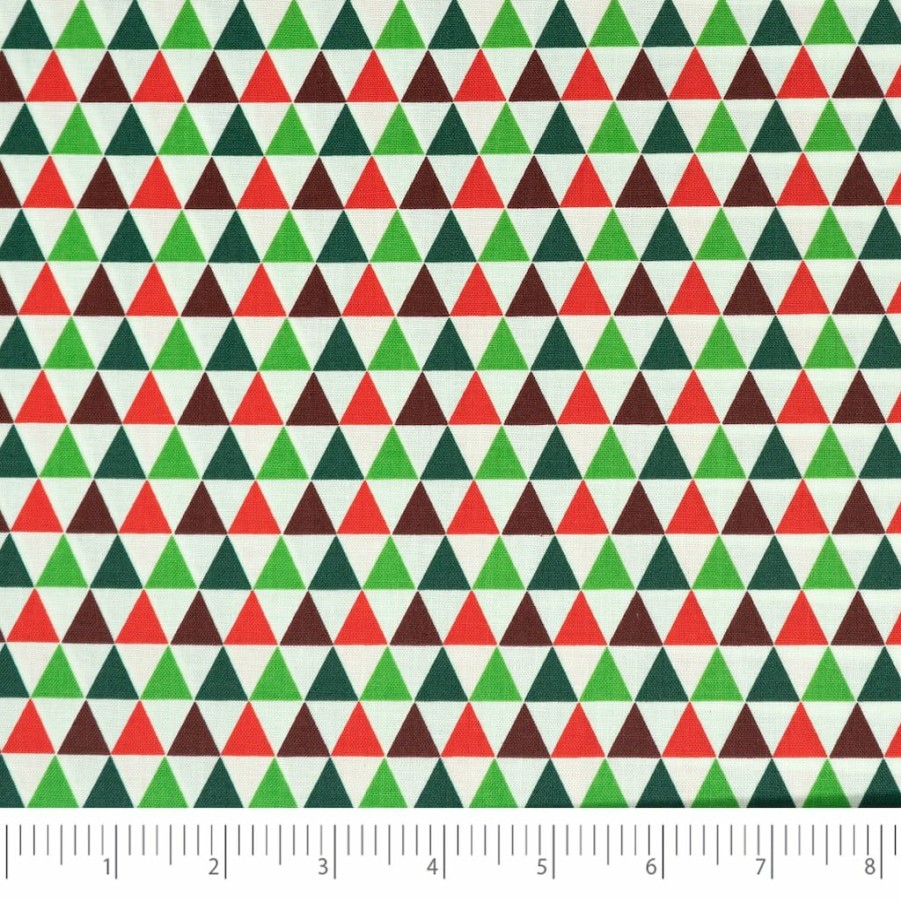 Fabric & Sewing Shop * | Best Deal Singer Christmas Triangles Print Cotton Fabric