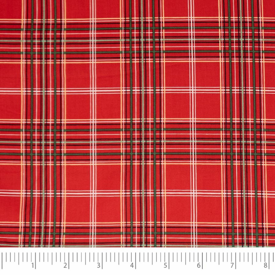 Fabric & Sewing Shop * | Top 10 Singer Christmas Red Plaid Cotton Print Fabric