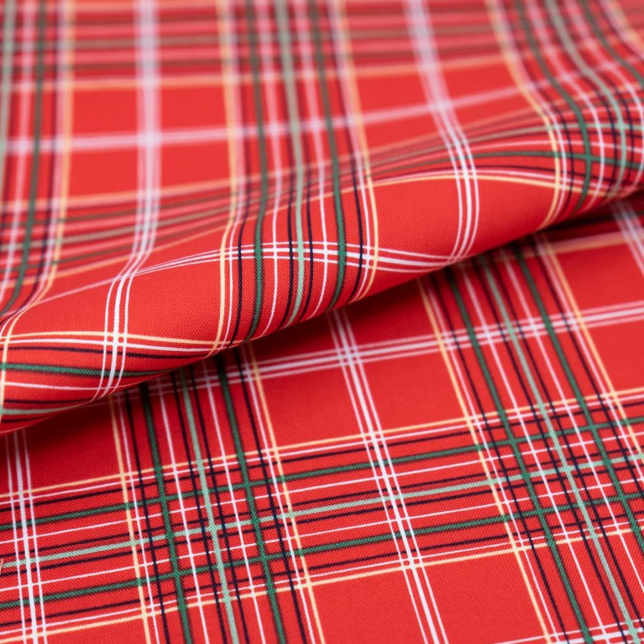 Fabric & Sewing Shop * | Top 10 Singer Christmas Red Plaid Cotton Print Fabric