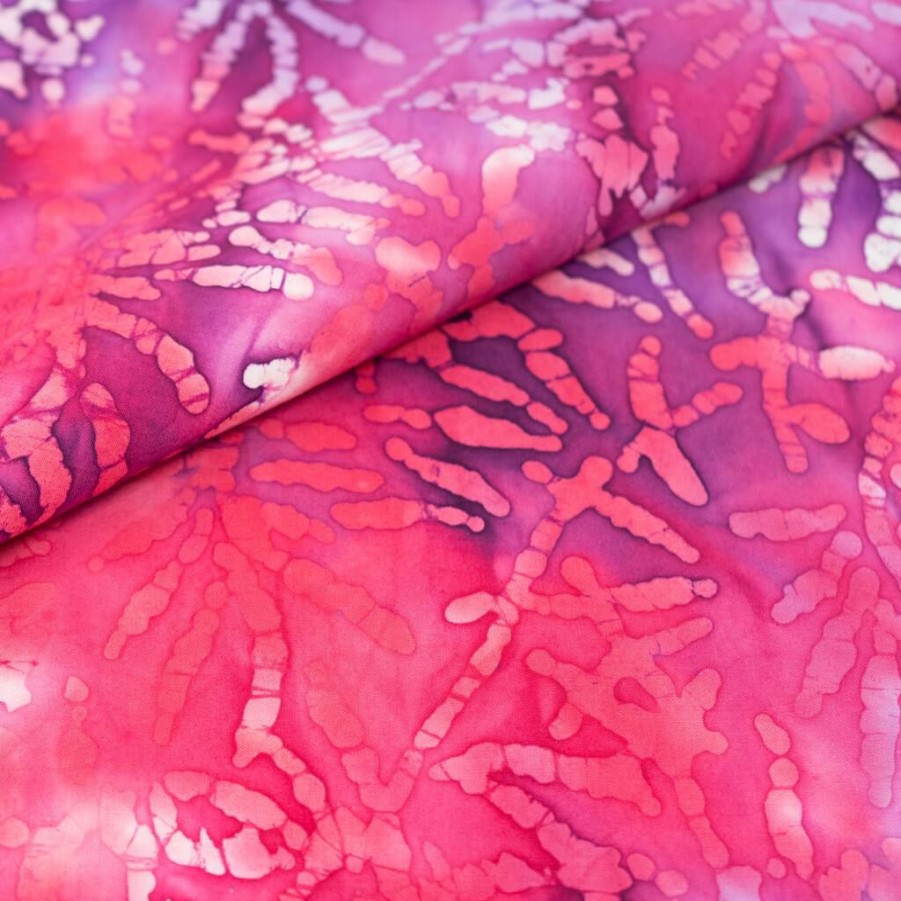 Fabric & Sewing Shop * | Cheapest Singer Pink & Purple Leaves Cotton Fabric