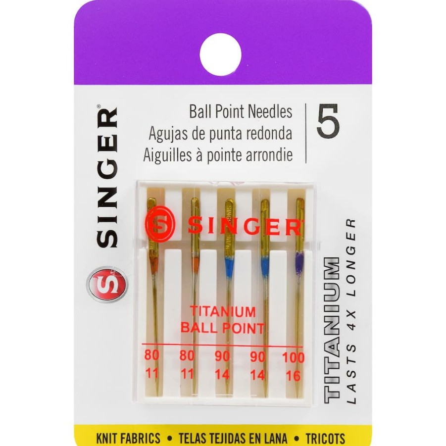 Fabric & Sewing Shop * | Brand New Singer Titanium Universal Ball Point Machine Needles, 5Ct.