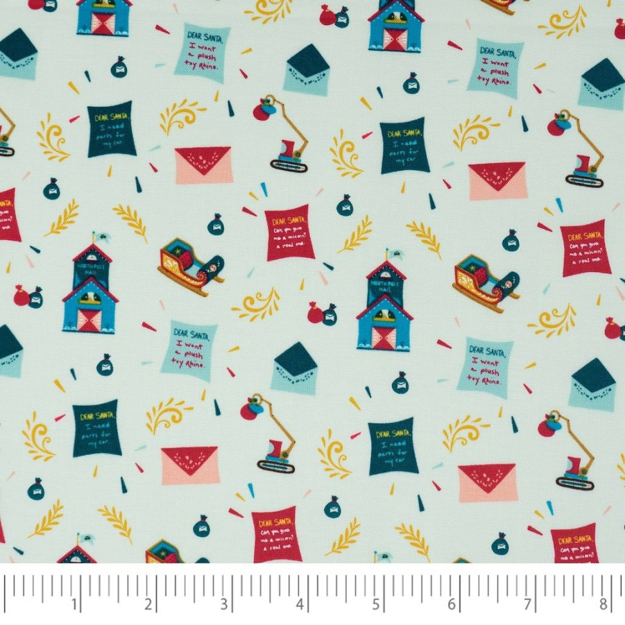 Fabric & Sewing Shop * | Promo Singer Christmas Houses Letters Print Cotton Fabric