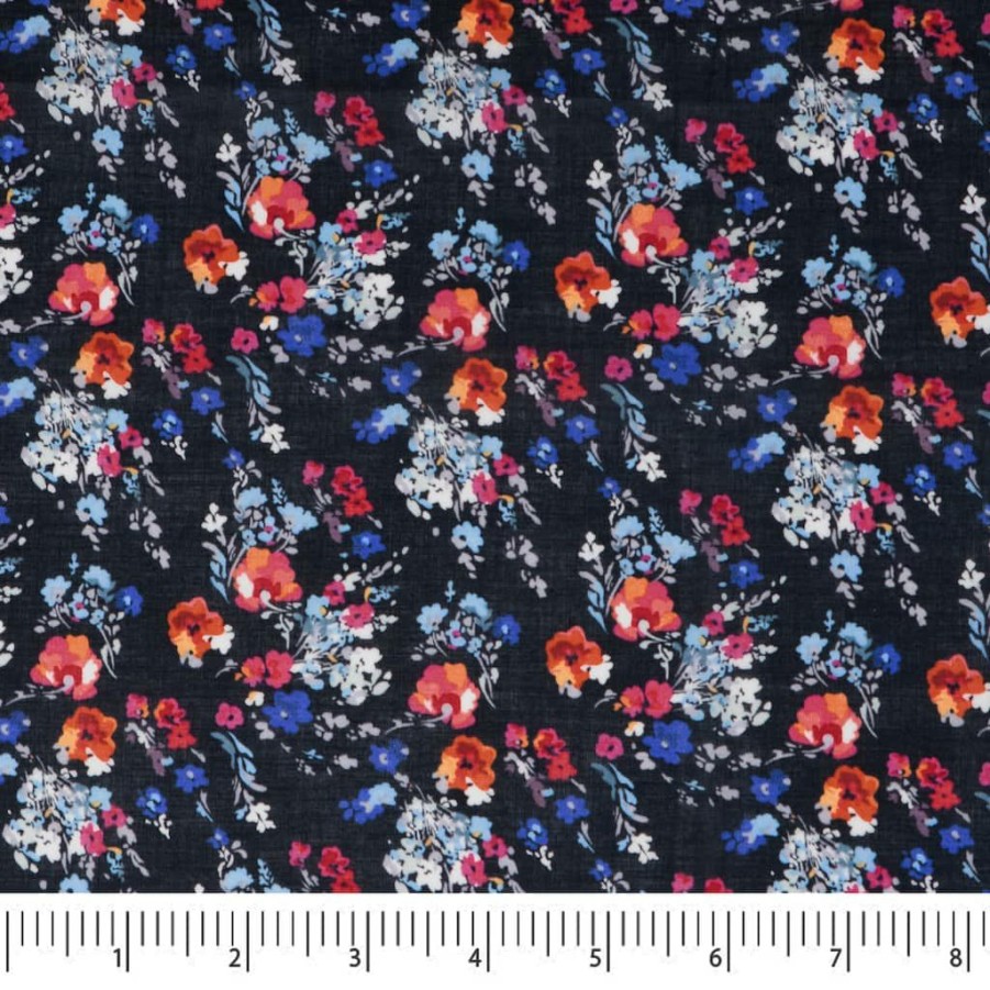 Fabric & Sewing Shop * | New Singer Navy Floral Cotton Lawn Fabric