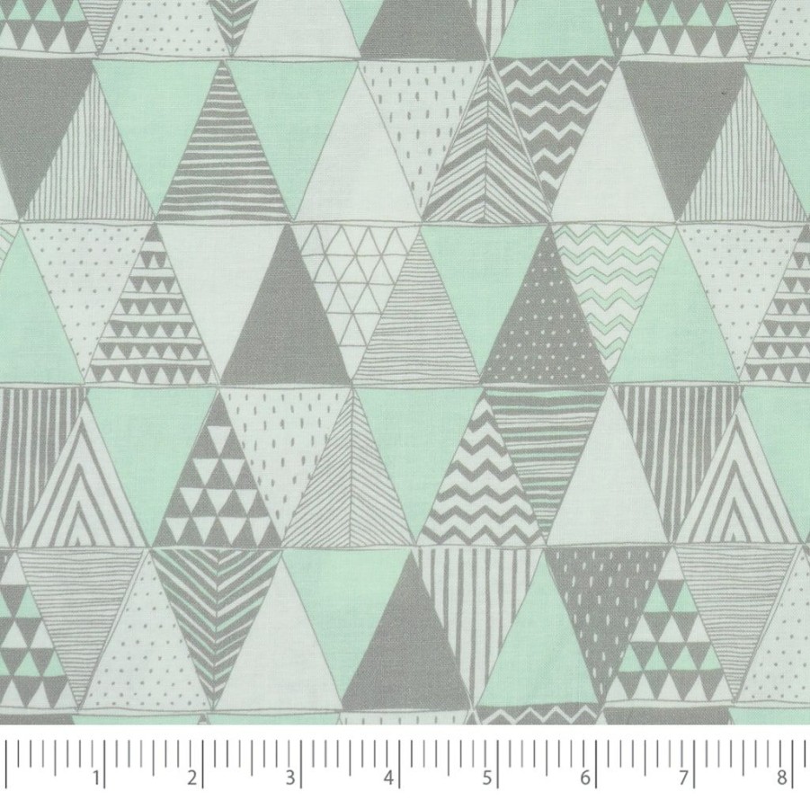 Fabric & Sewing Shop * | Hot Sale Singer Mint Cactus Days Triangle Cotton Fabric