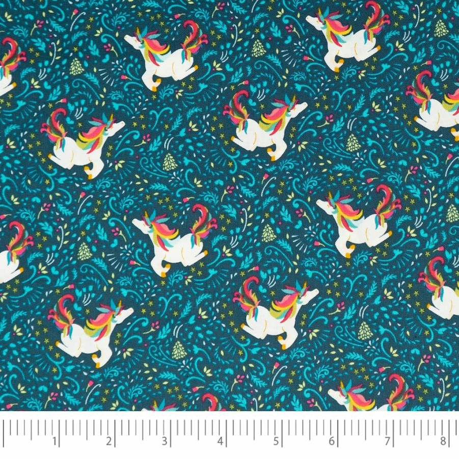 Fabric & Sewing Shop * | Hot Sale Singer Christmas Unicorn Cotton Fabric