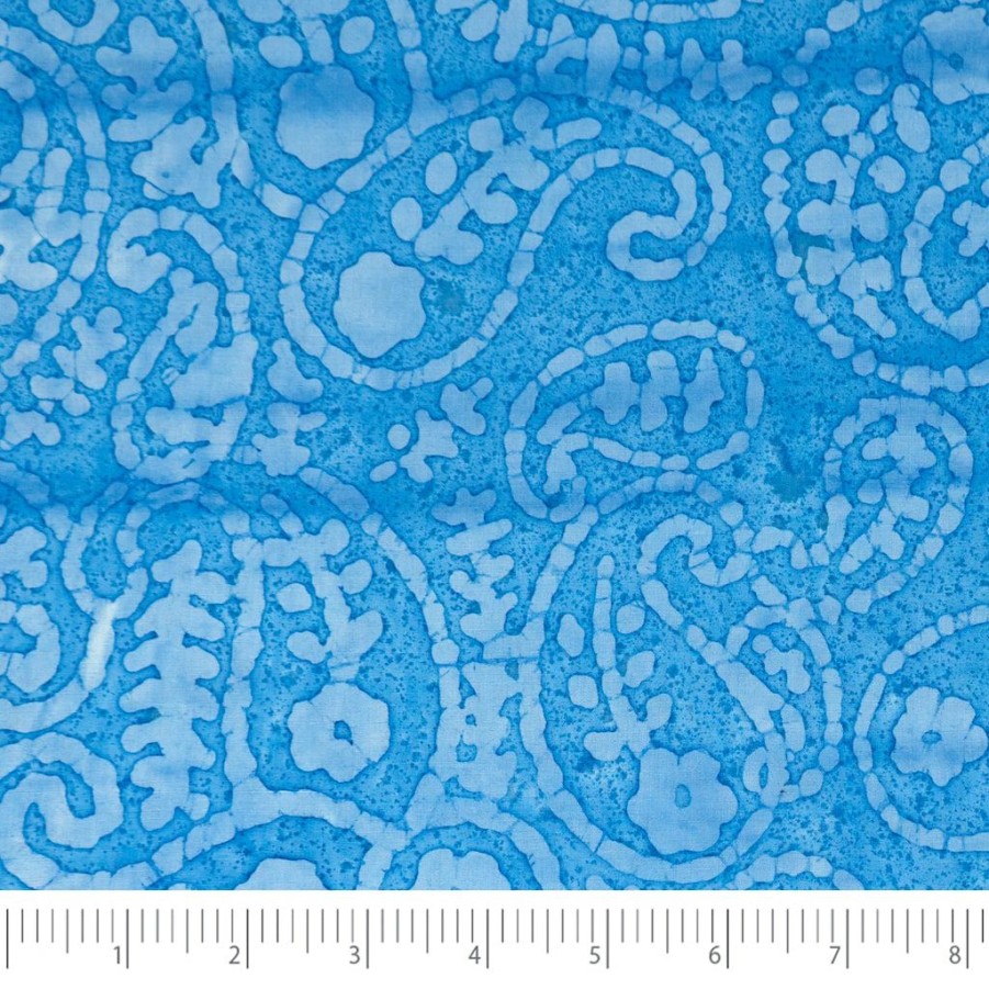 Fabric & Sewing Shop * | Cheapest Singer Batik Corn Flower Blue Paisley Cotton Fabric