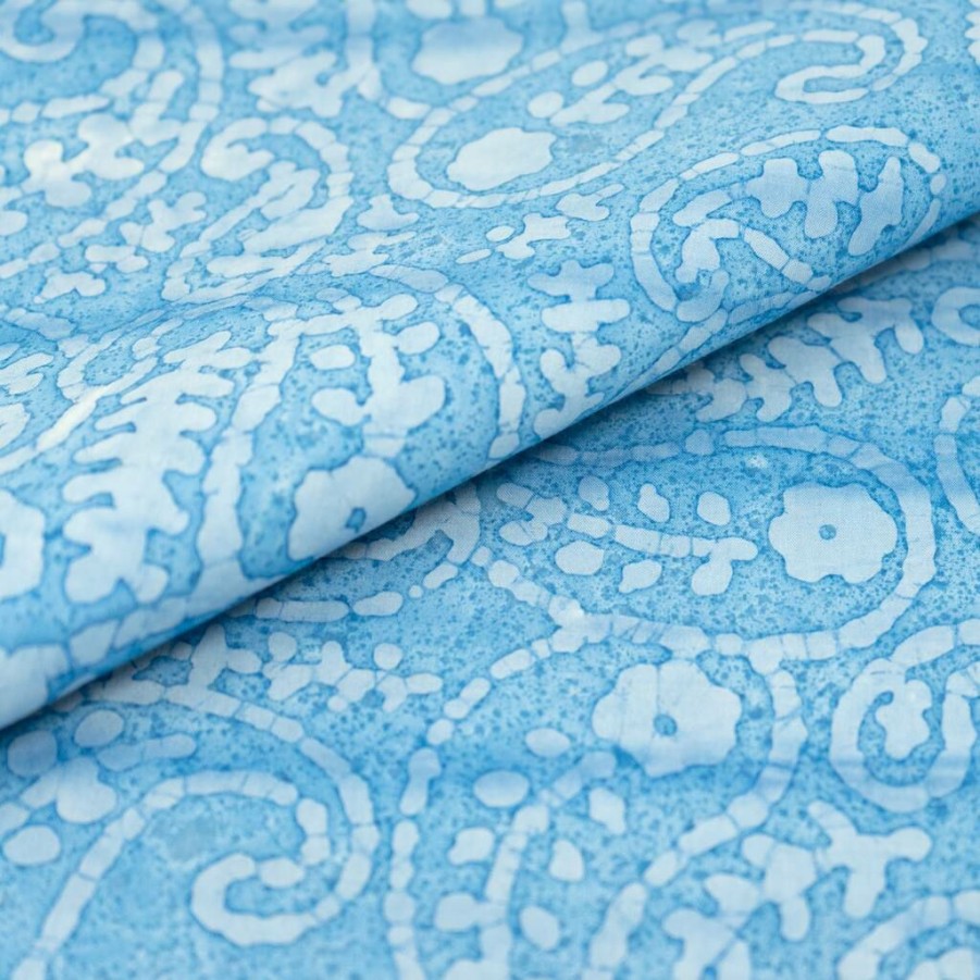 Fabric & Sewing Shop * | Cheapest Singer Batik Corn Flower Blue Paisley Cotton Fabric