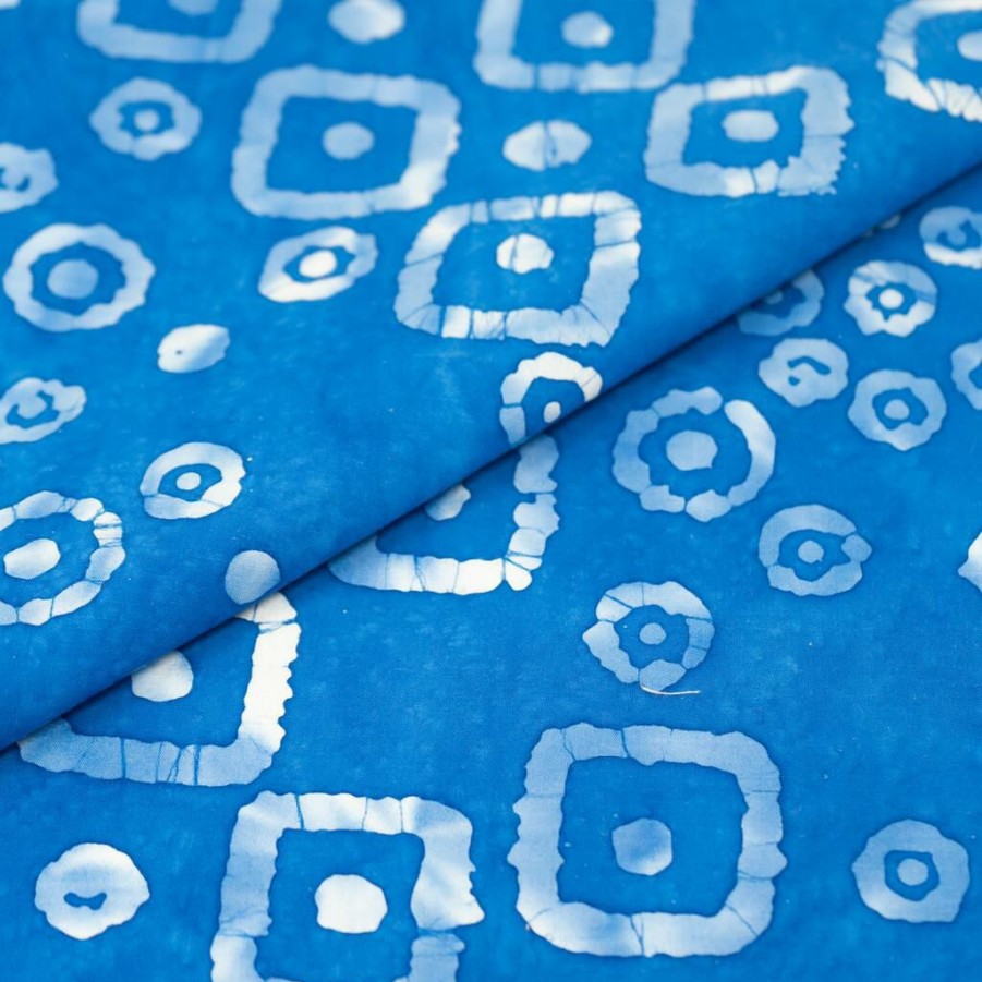 Fabric & Sewing Shop * | Deals Singer Batik Blue Square Cotton Fabric