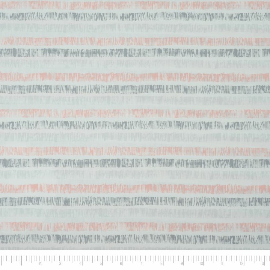 Fabric & Sewing Shop * | Cheapest Singer Pink & Gray Stripe Cotton Fabric