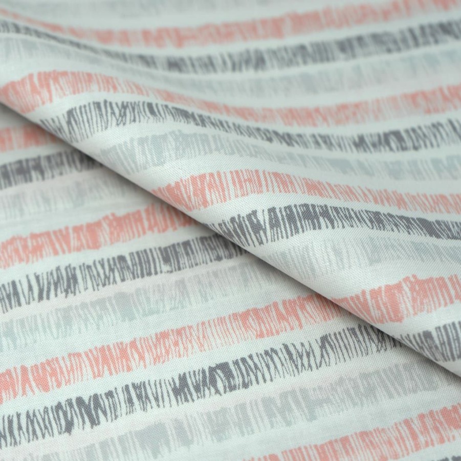 Fabric & Sewing Shop * | Cheapest Singer Pink & Gray Stripe Cotton Fabric