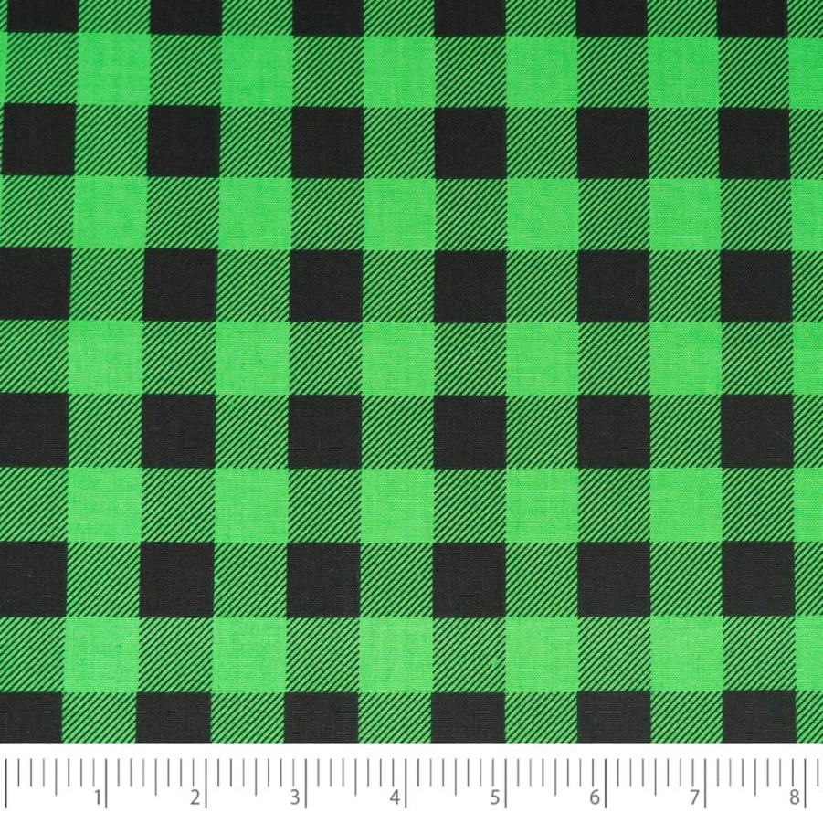 Fabric & Sewing Shop * | Cheap Singer Christmas Holiday Green Buffalo Check Cotton Fabric