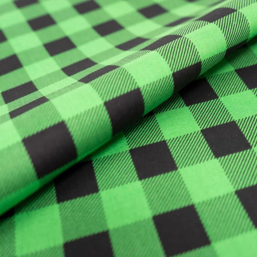 Fabric & Sewing Shop * | Cheap Singer Christmas Holiday Green Buffalo Check Cotton Fabric