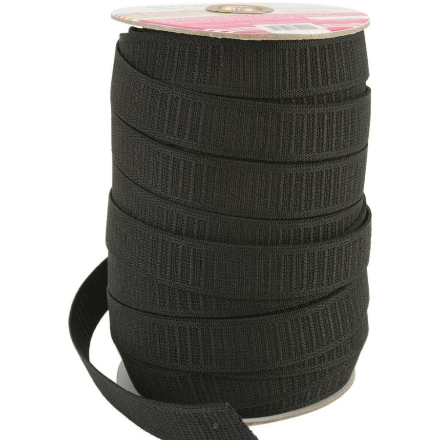 Fabric & Sewing Shop * | Promo Stretchrite Black Woven Polyester Flat Non-Roll Elastic, 1 X 50Yd. By Singer