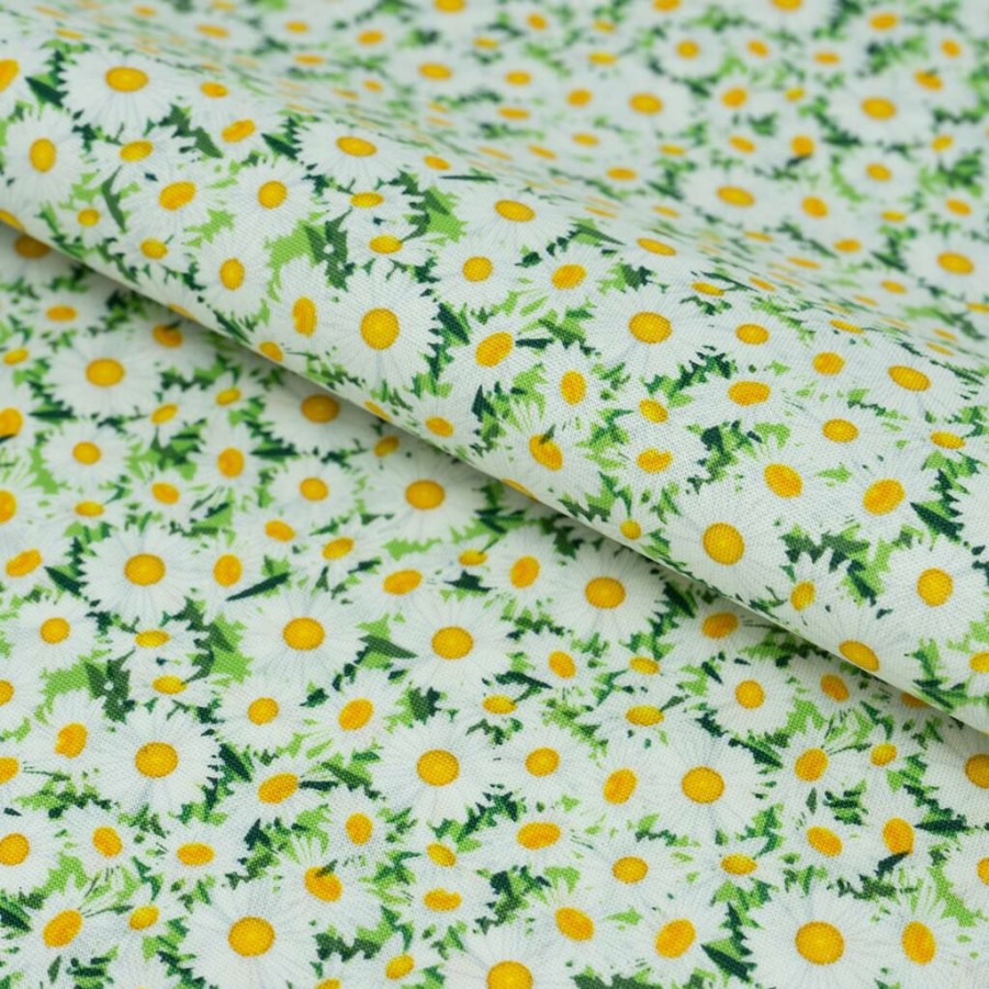 Fabric & Sewing Shop * | Best Reviews Of Singer Green Daisy Cotton Fabric