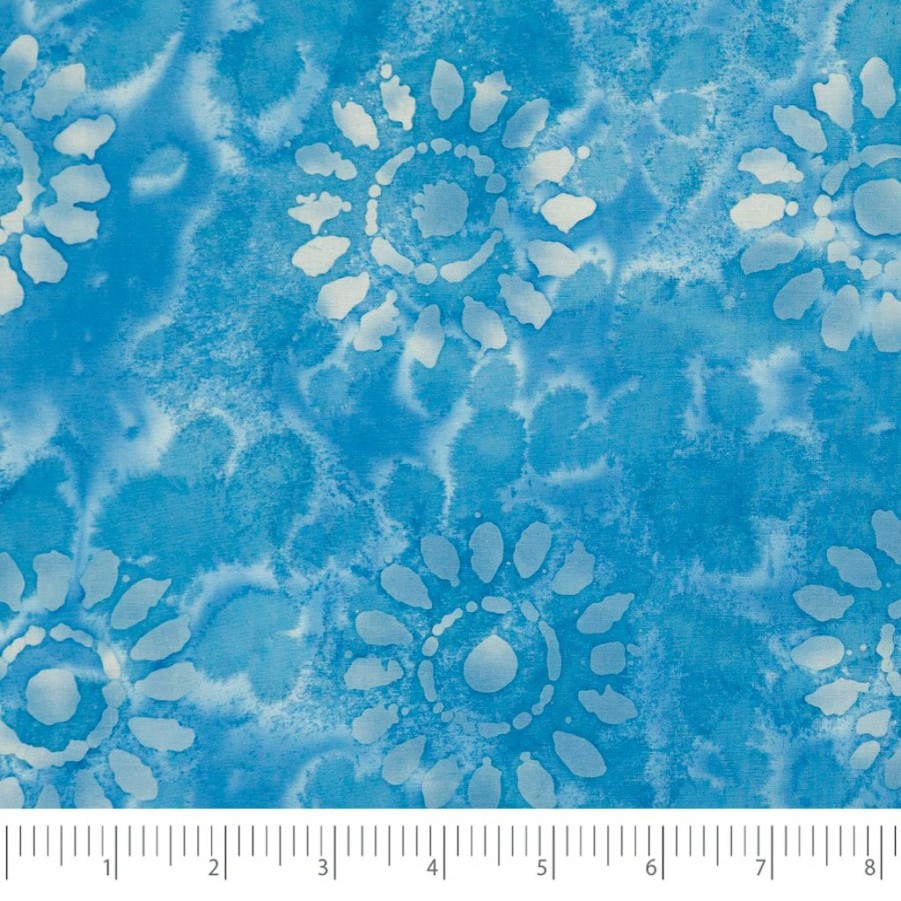 Fabric & Sewing Shop * | Best Reviews Of Singer Batik Light Sky Blue Sunflower Cotton Fabric