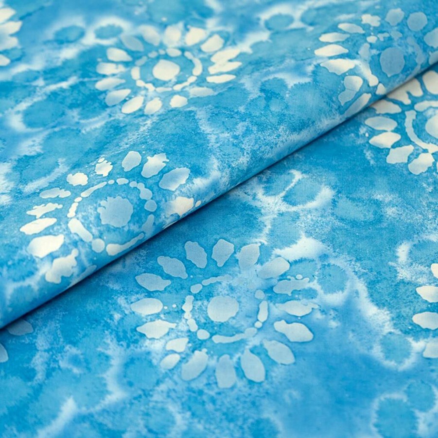 Fabric & Sewing Shop * | Best Reviews Of Singer Batik Light Sky Blue Sunflower Cotton Fabric