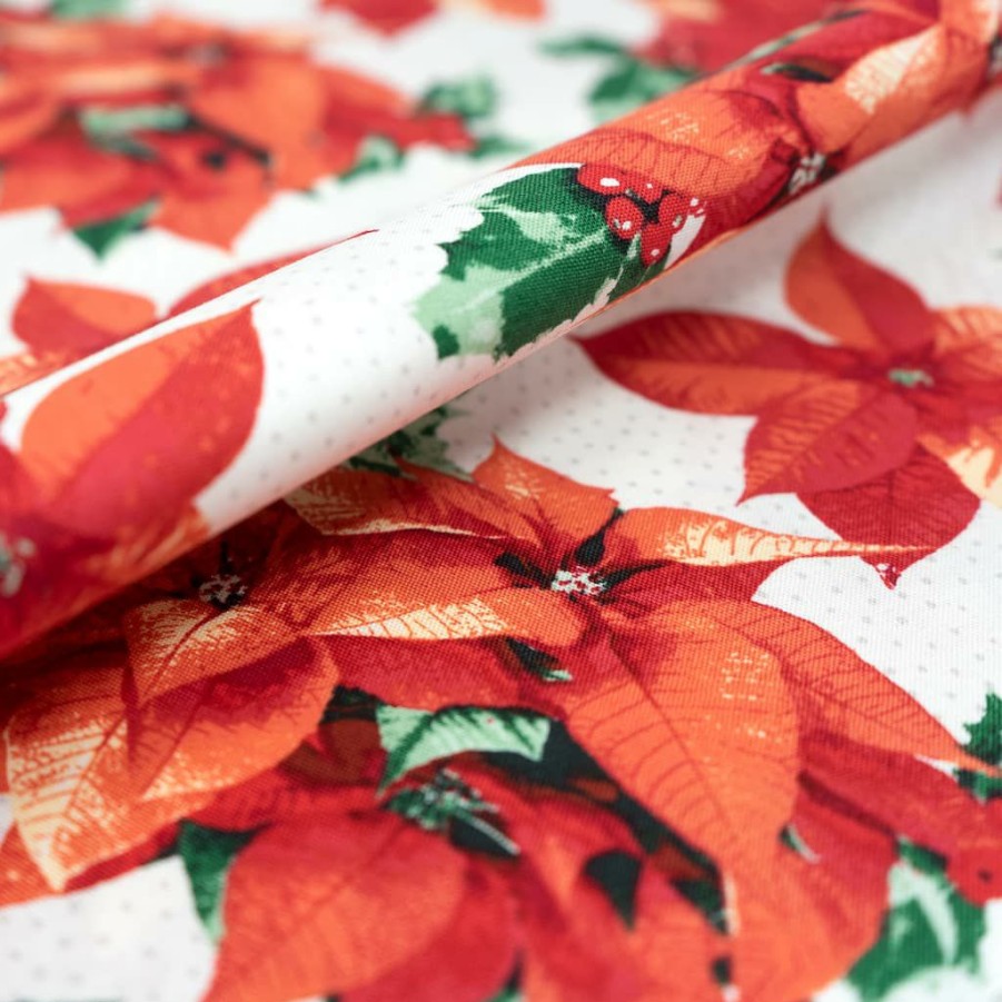 Fabric & Sewing Shop * | Budget Singer Christmas Holiday Poinsettia Print Cotton Fabric