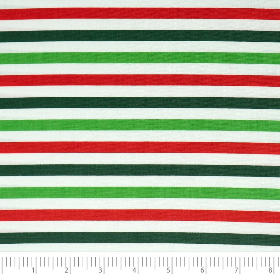 Fabric & Sewing Shop * | Discount Singer Christmas Stripes Cotton Fabric