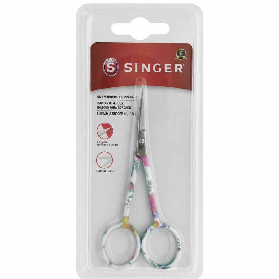 Sewing Scissors * | Cheap Singer 4 Floral Forged Embroidery Curved Tip Scissors