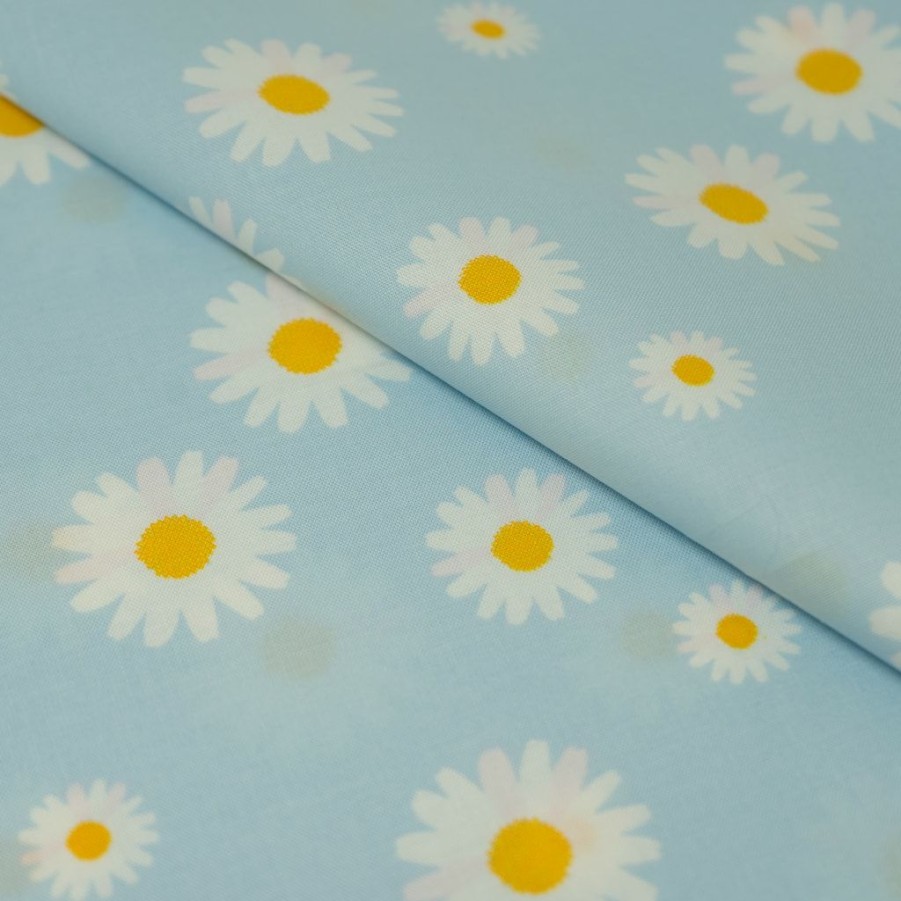 Fabric & Sewing Shop * | Cheapest Singer Blue Daisy Cotton Fabric