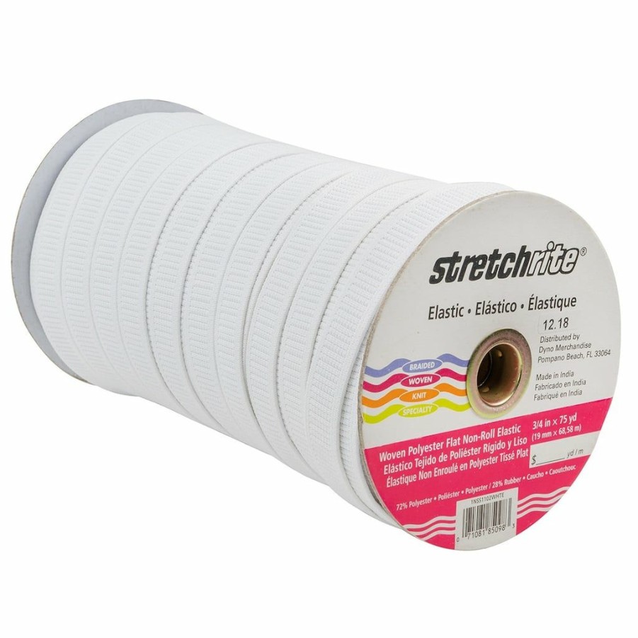 Fabric & Sewing Shop * | Brand New Stretchrite White Woven Polyester Flat Non-Roll Elastic, 0.75 X 75Yd. By Singer