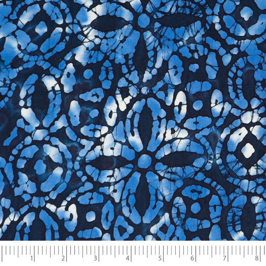 Fabric & Sewing Shop * | Budget Singer Batik Blue Ink Flowers Cotton Fabric