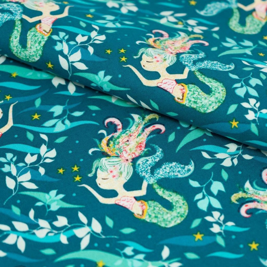 Fabric & Sewing Shop * | Best Pirce Singer Denise Palmer Green Mermaid Cotton Fabric