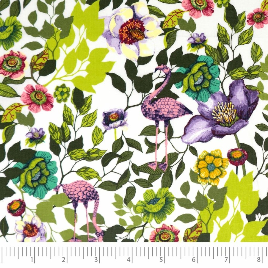 Fabric & Sewing Shop * | New Singer Flamingo Flowers Cotton Fabric