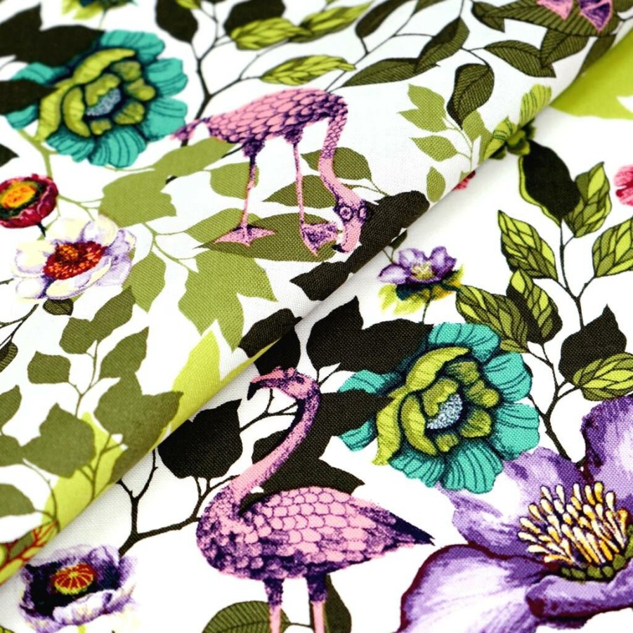 Fabric & Sewing Shop * | New Singer Flamingo Flowers Cotton Fabric