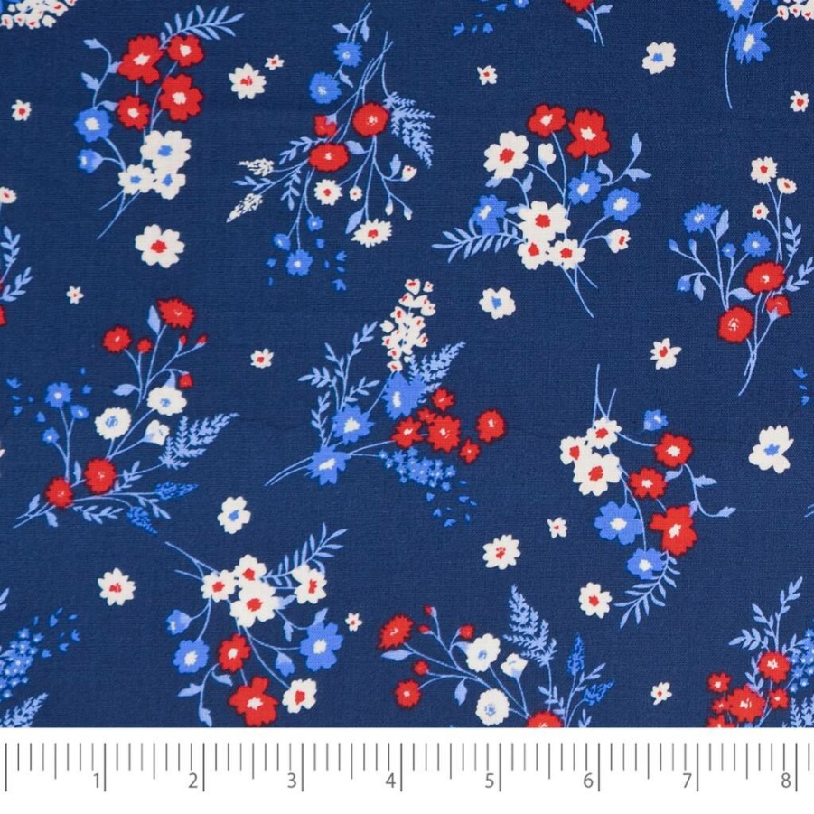 Fabric & Sewing Shop * | Brand New Singer Patriotic Floral Cotton Fabric