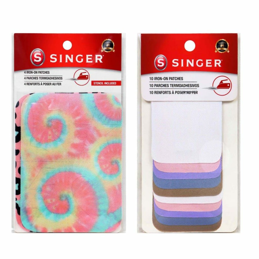 Fabric & Sewing Shop * | Best Pirce Singer Decorative Print & Pastel Diy Iron-On Fabric Patch Kit With 1 Bonus Stencils