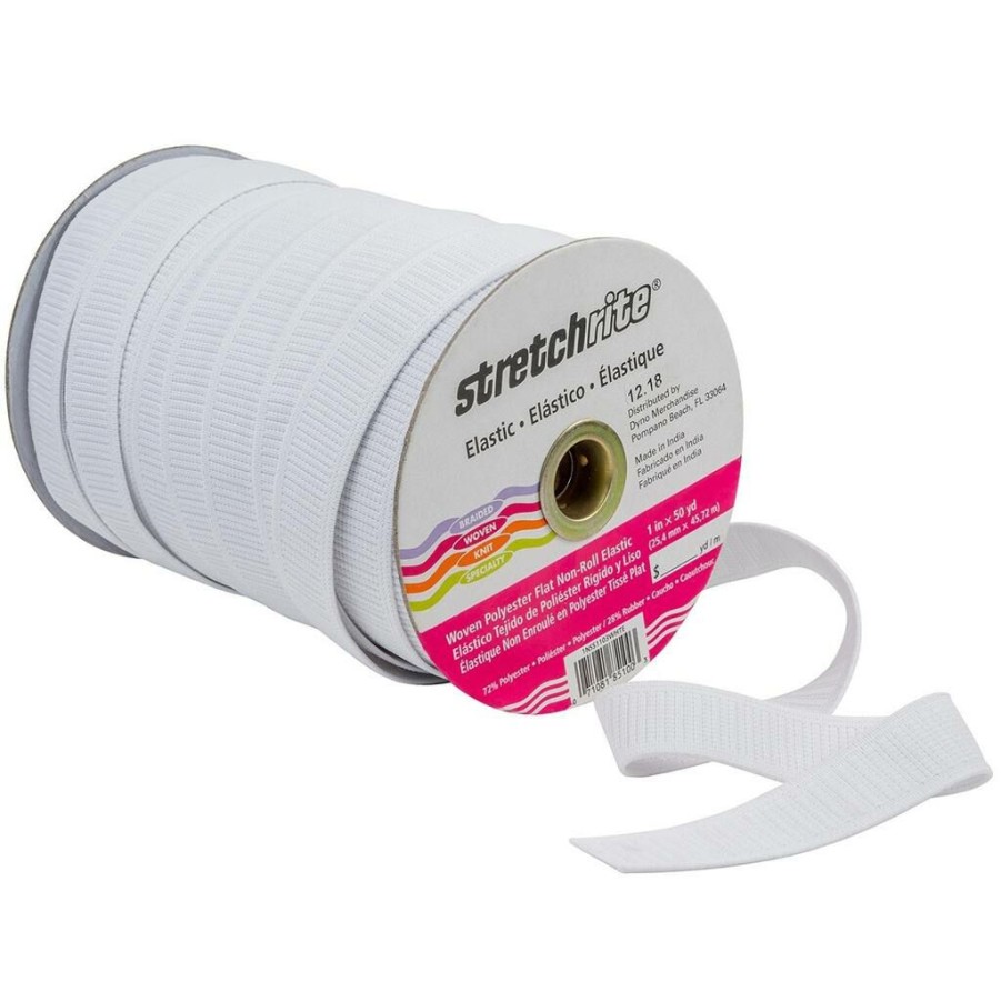 Fabric & Sewing Shop * | Discount Stretchrite White Flat Non-Roll Polyester Woven Elastic, 1 X 50Yd. By Singer