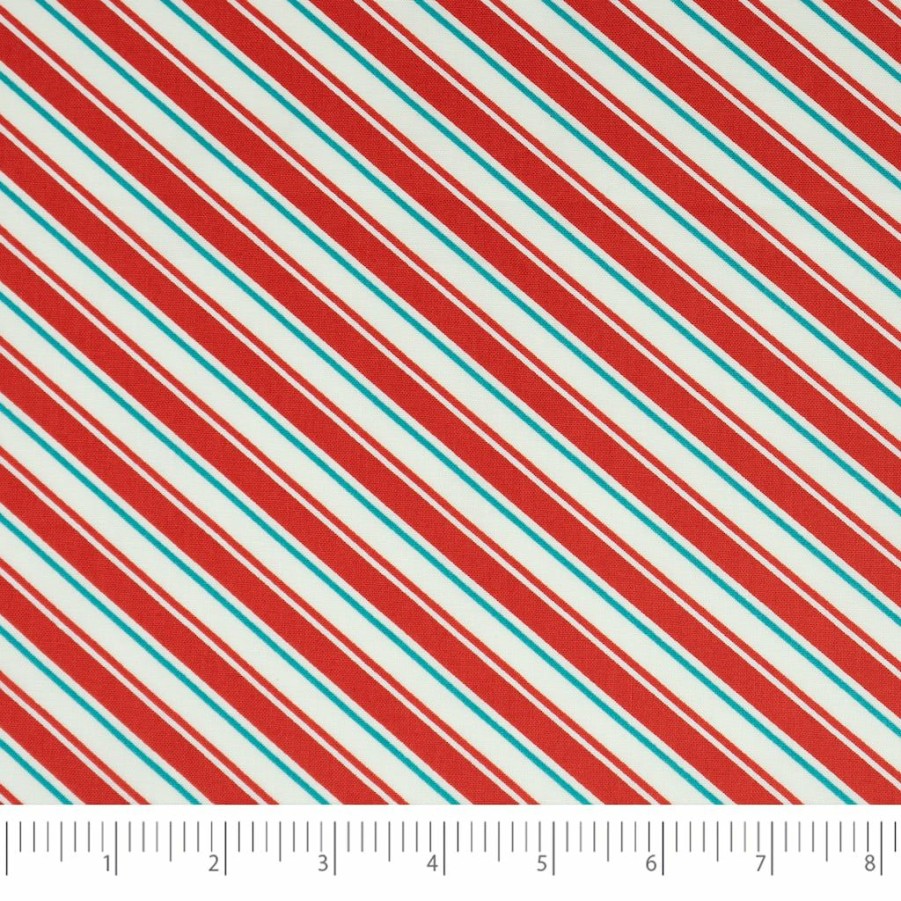 Fabric & Sewing Shop * | Budget Singer Christmas Diagonal Stripe Cotton Fabric