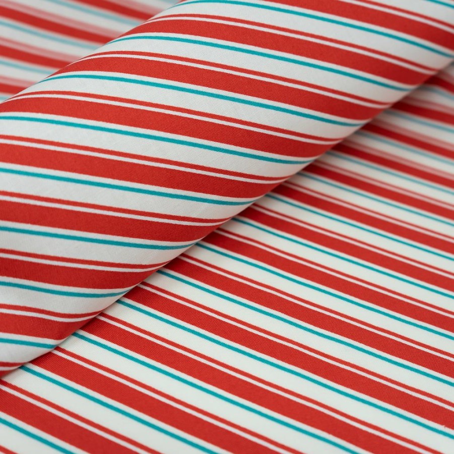 Fabric & Sewing Shop * | Budget Singer Christmas Diagonal Stripe Cotton Fabric