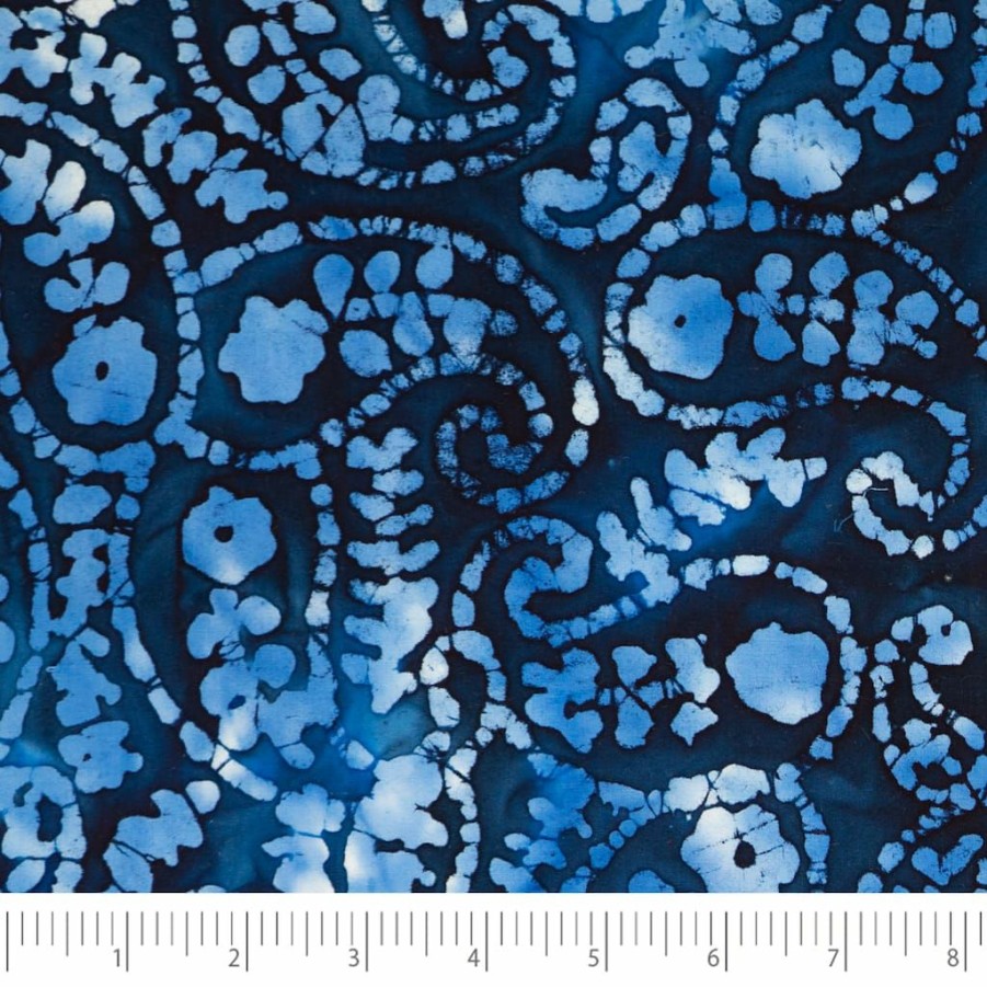 Fabric & Sewing Shop * | New Singer Batik Blue Paisley Cotton Fabric