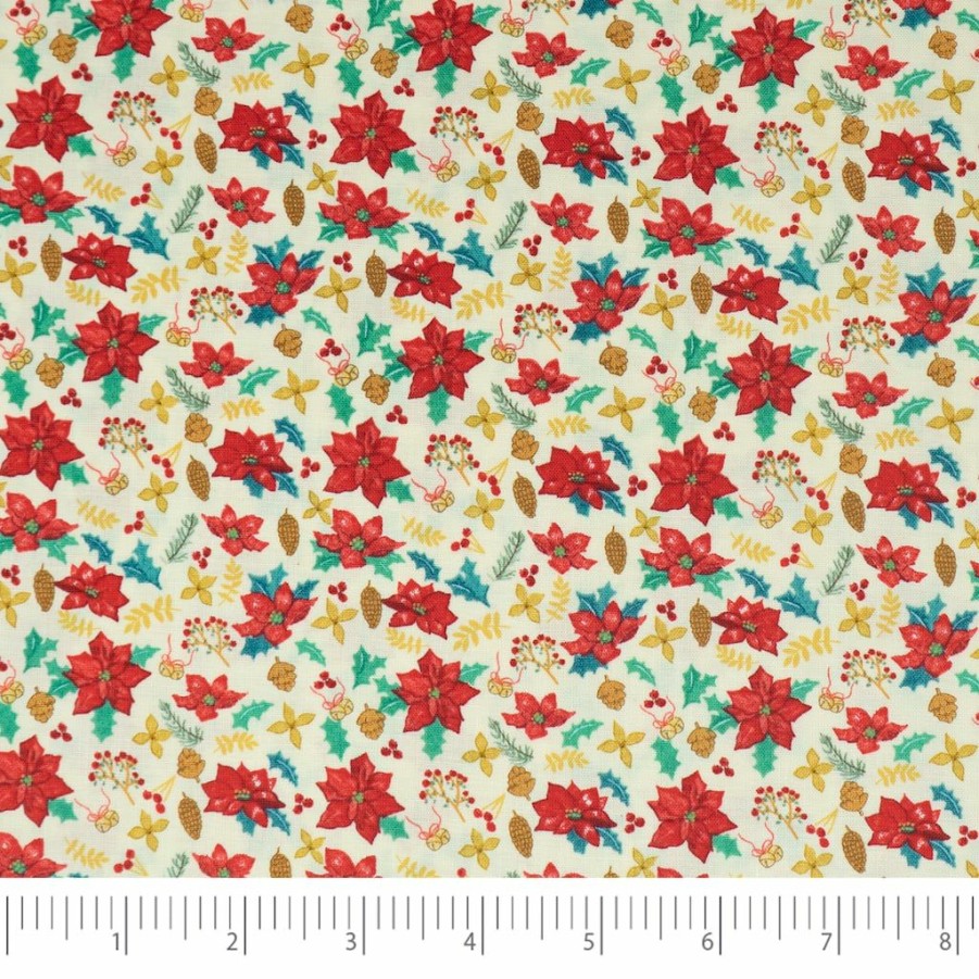 Fabric & Sewing Shop * | Deals Singer Christmas Holiday Nordic Poinsettia Cotton Fabric