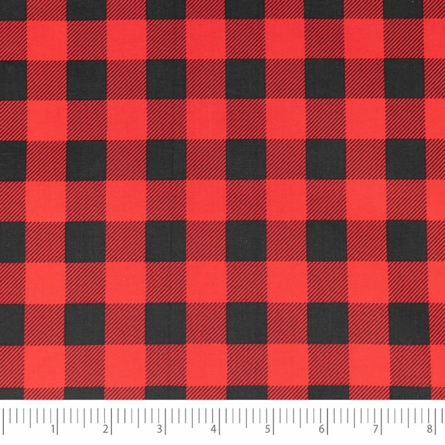 Fabric & Sewing Shop * | Cheap Singer Christmas Holiday Red Buffalo Check Cotton Fabric