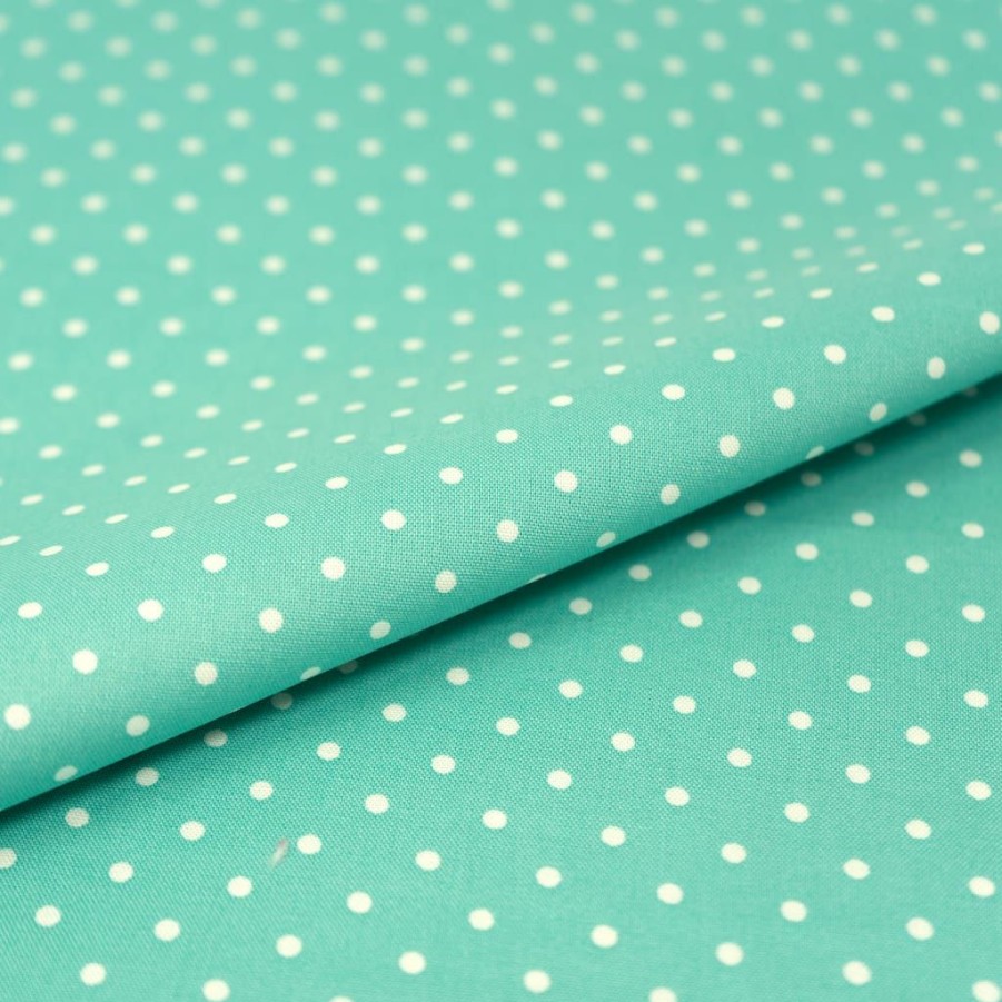 Fabric & Sewing Shop * | Coupon Singer Christmas Aqua Dots Cotton Fabric