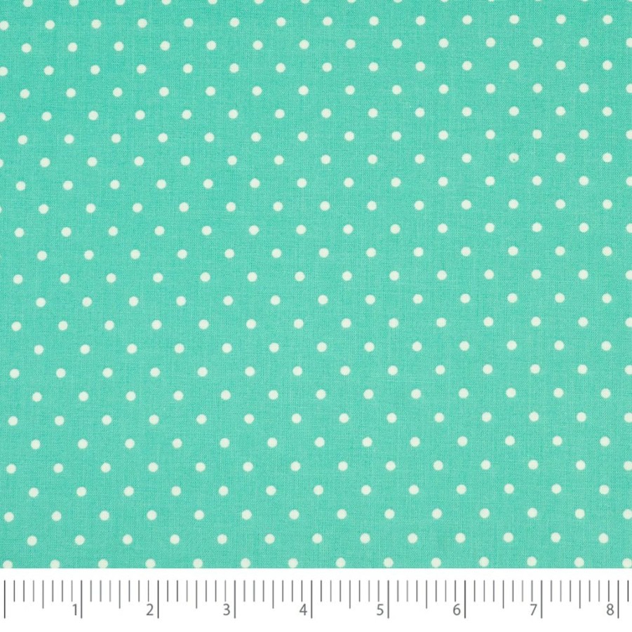 Fabric & Sewing Shop * | Best Sale Singer Aqua Small Dots Cotton Fabric