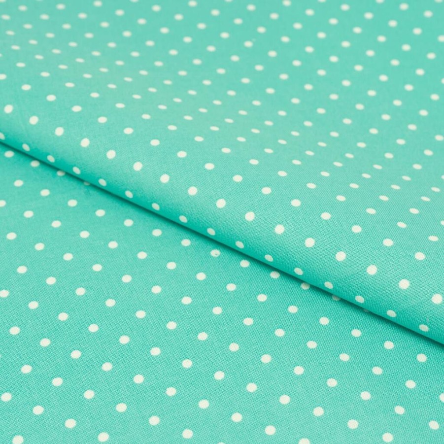 Fabric & Sewing Shop * | Best Sale Singer Aqua Small Dots Cotton Fabric