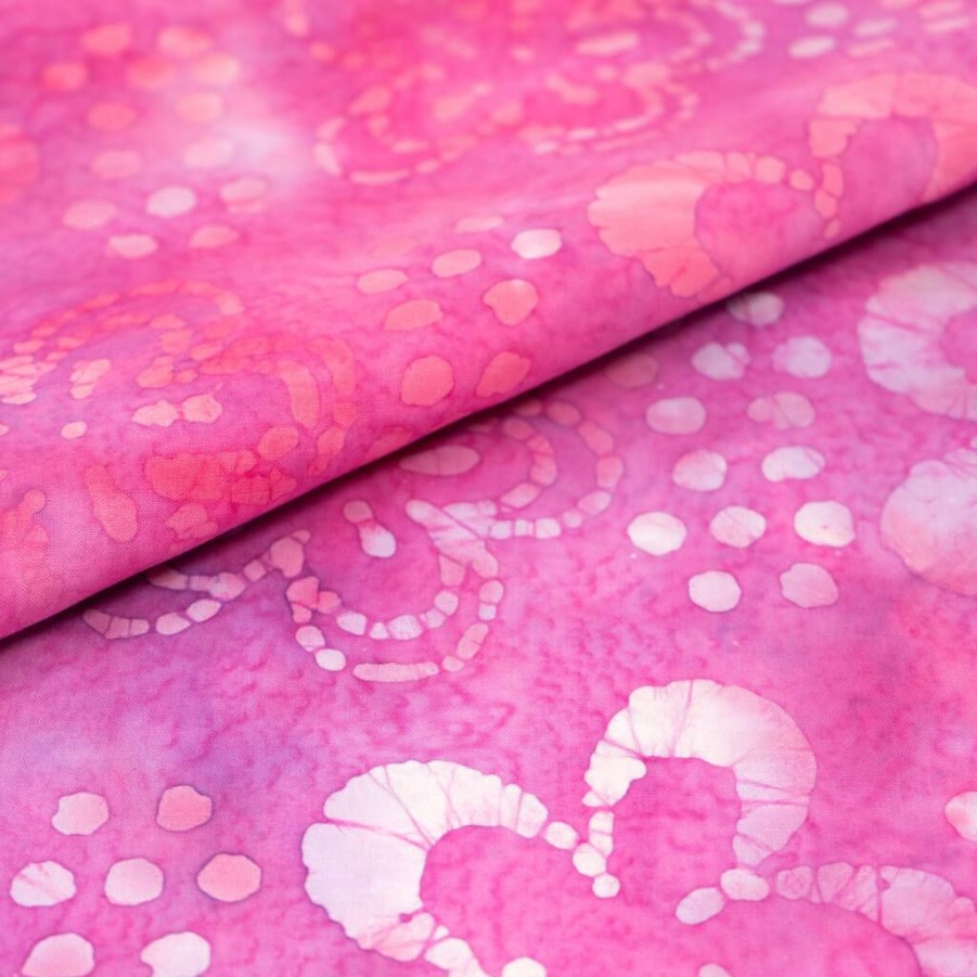 Fabric & Sewing Shop * | Cheap Singer Batik Pink Flower Cotton Fabric