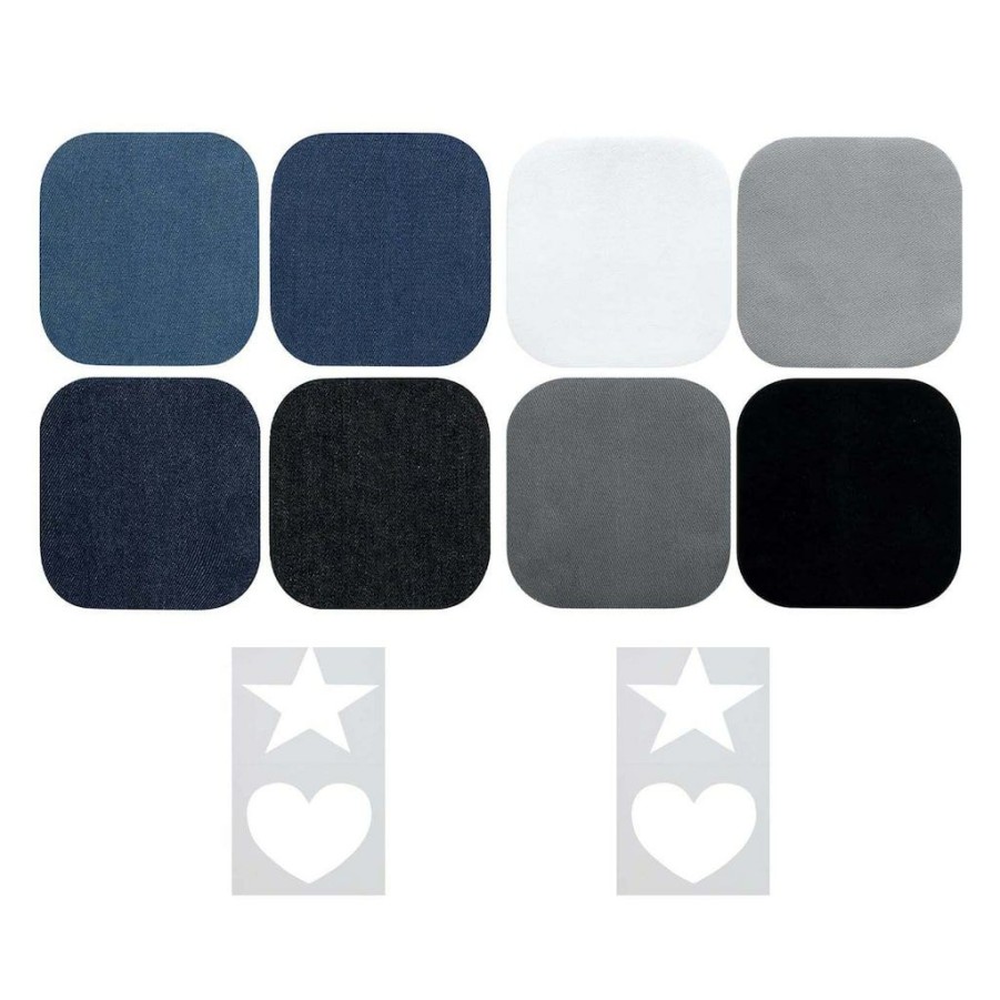 Fabric & Sewing Shop * | Budget Singer Denim & Solid Diy Iron-On Fabric Patch Kit With 2 Bonus Stencils