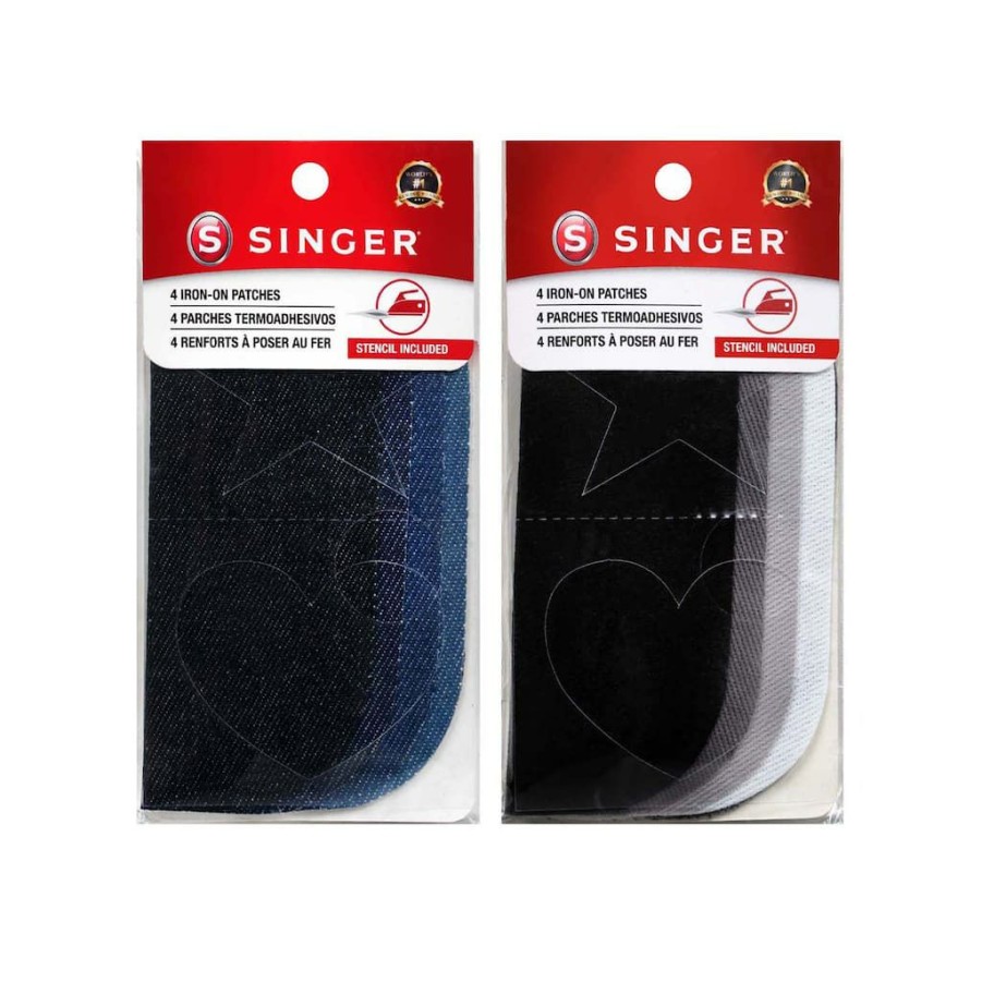 Fabric & Sewing Shop * | Budget Singer Denim & Solid Diy Iron-On Fabric Patch Kit With 2 Bonus Stencils