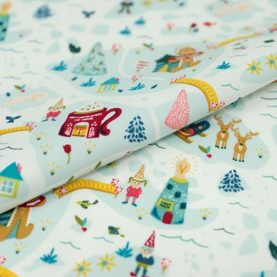 Fabric & Sewing Shop * | Outlet Singer Christmas Santa Village Cotton Print Fabric